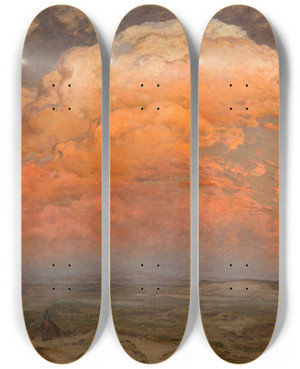 Triptych art skateboard deck of Adrienlouis Demont The Cloud by Adrien-Louis Demont (1851-1928)
