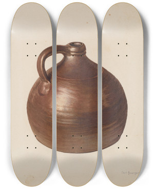 Triptych art skateboard deck of Carl Buergerniss Stone Jug_1 by Carl Buergerniss (20-)