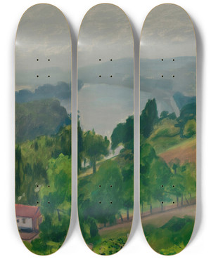 Triptych art skateboard deck of Albert Marquet Mricourt Temps Gris by Albert Marquet (1875-1947)