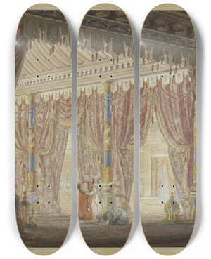 Triptych art skateboard deck of Ludwig Daniel Philipp Schmidt Oriental Hall by Ludwig Daniel Philipp Schmidt