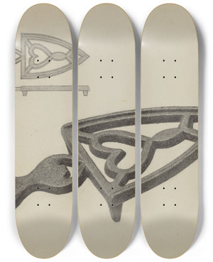 Triptych art skateboard deck of Herman Bader German Flatiron Holder by Herman Bader