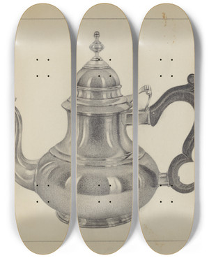 Triptych art skateboard deck of Giacinto Capelli Silver Teapot_2 by Giacinto Capelli (20-)