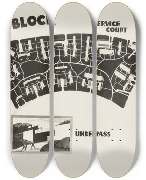 Triptych art skateboard deck of Arthur Rothstein Poster By Record Section Suburban Resettlement Administration by Arthur Rothstein