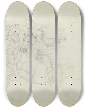 Triptych art skateboard deck of Peter Von Cornelius Die Erscheinung Am Rabenstein_1 by Peter Von Cornelius (1784-1867)