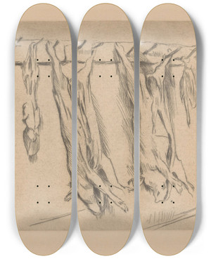 Triptych art skateboard deck of Lovis Corinth Geslachte Varkens by Lovis Corinth (1858-1925)