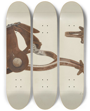 Triptych art skateboard deck of Eldon Allen Spur_1 by Eldon Allen