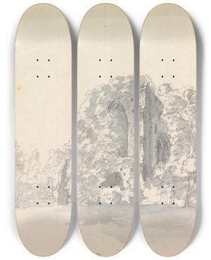 Triptych art skateboard deck of James Moore Netley Abbey Hampshire England_2 by James Moore (1762-1799)