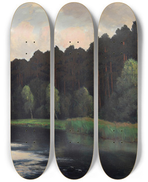 Triptych art skateboard deck of Walter Leistikow Grunewaldsee_1 by Walter Leistikow (1865-1908)