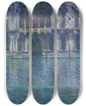 Triptych art skateboard deck of Claude Monet Le Palais Contarini by Claude Monet (1840-1926)