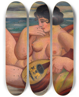 Triptych art skateboard deck of Mark Gertler The Sonata by Mark Gertler (1891-1939)