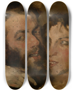Triptych art skateboard deck of Pericles Pantazis Reconciliation by Pericles Pantazis (1864-1871)