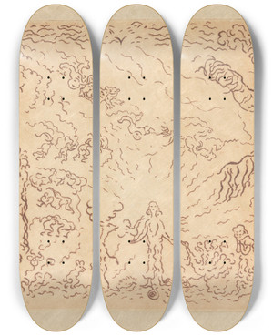 Triptych art skateboard deck of James Ensor De Molenduivel_1 by James Ensor (1860-1949)