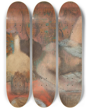 Triptych art skateboard deck of Edgar Degas Femme Nue Couche by Edgar Degas (1834-1917)