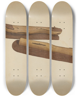 Triptych art skateboard deck of Harley Kempter Ice Skates by Harley Kempter
