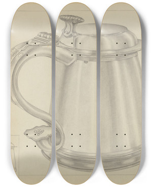 Triptych art skateboard deck of Isidore Steinberg Silver Tankard_1 by Isidore Steinberg (20-)