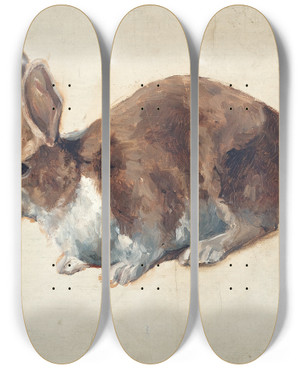 Triptych art skateboard deck of Floris Verster Rabbit by Floris Verster (1861-1927)