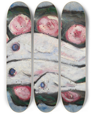 Triptych art skateboard deck of Marsden Hartley Banquet In Silence by Marsden Hartley (1877-1943)