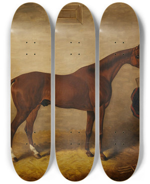 Triptych art skateboard deck of Samuel Spode Suds In A Stable by Samuel Spode