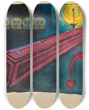 Triptych art skateboard deck of Karl Wiener Beendet by Karl Wiener (1901-1949)