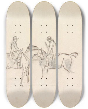 Triptych art skateboard deck of Sawrey Gilpin Two Riders Conversing by Sawrey Gilpin (1733-1807)