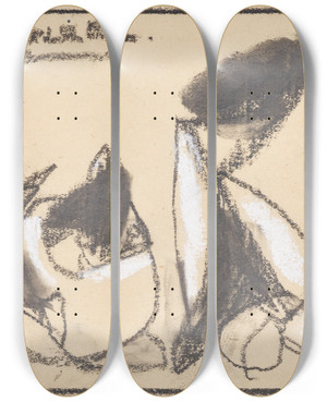 Triptych art skateboard deck of Adolf Hlzel Abstrakte Komposition_1 by Adolf Holzel (1853-1934)