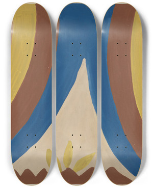 Triptych art skateboard deck of Majel G Claflin Colcha_3 by Majel G Claflin (1893-1941)