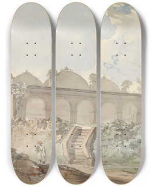 Triptych art skateboard deck of Samuel Davis At Pointy by Samuel Davis (1757-1819)