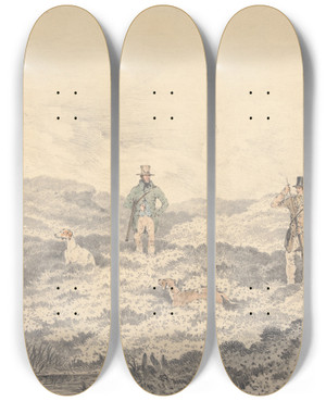Triptych art skateboard deck of Edwin Gill Grouse Shooting by Edwin Gill