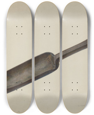 Triptych art skateboard deck of Oscar Bluhme Pump Stock Reamer by Oscar Bluhme