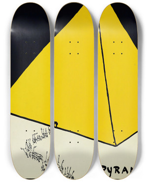 Triptych art skateboard deck of Hendrik Willem Van Loon Pyramid by Hendrik Willem Van Loon (1882-1944)