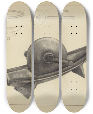 Triptych art skateboard deck of Herman Bader Coffee Grinder_1 by Herman Bader
