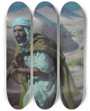 Triptych art skateboard deck of Tienne Dinet The Night Hunter by Etienne Dinet (1861-1929)