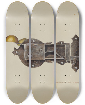 Triptych art skateboard deck of Samuel W Ford Lock by Samuel W Ford