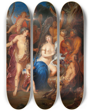 Triptych art skateboard deck of Nicolas Bertin Bacchus And Ariadne by Nicolas Bertin (1668-1736)