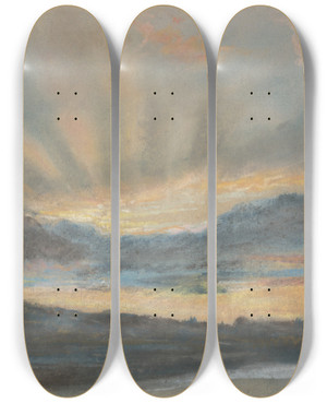 Triptych art skateboard deck of Eugne Delacroix Sunset_1 by Eugene Delacroix (1798-1863)