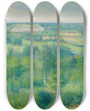 Triptych art skateboard deck of Gustave Caillebotte La Valle De Lyerres_1 by Gustave Caillebotte (1848-1894)