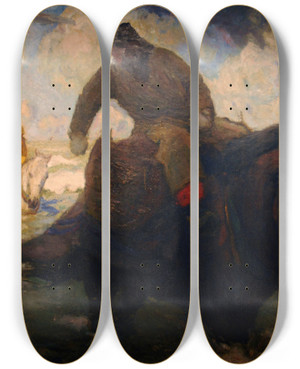 Triptych art skateboard deck of Albert Crahay Shrimpers by Albert Crahay