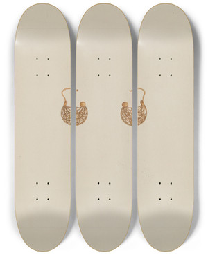 Triptych art skateboard deck of Vera Van Voris Earrings by Vera Van Voris