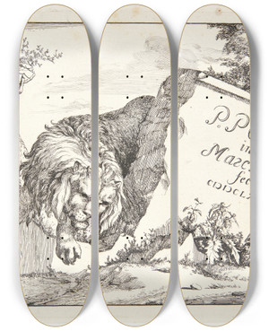 Triptych art skateboard deck of Marcus De Bye Titelblad Til Lver by Marcus de Bye (1638-1688)