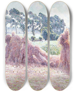 Triptych art skateboard deck of Anna De Weert Zomerochtend by Anna De Weert (1867-1950)