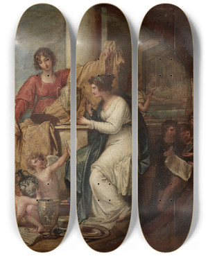 Triptych art skateboard deck of Benjamin West British Manufactory A Sketch by Benjamin West (1738-1820)