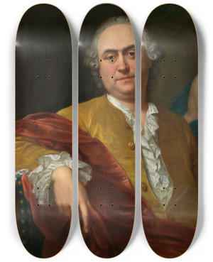 Triptych art skateboard deck of Balthasar Beschey Self Portrait by Balthasar Beschey (1708-1776)
