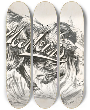 Triptych art skateboard deck of Donaldson Lith Co Moerleins by Donaldson Lith Co (1863)