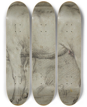 Triptych art skateboard deck of Carlo Caliari Stende Ko Hovedet Mangler by Carlo Caliari (1567-1592)