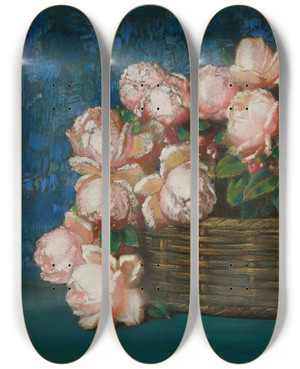 Triptych art skateboard deck of Alfredo Ramos Martnez Cesta De Flores by Alfredo Ramos Martinez (1871-1946)