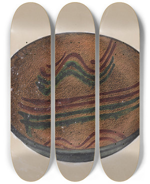 Triptych art skateboard deck of Agnes Karlin Pie Plate_1 by Agnes Karlin