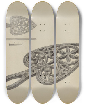 Triptych art skateboard deck of Jack Staloff Flatiron Holder by Jack Staloff