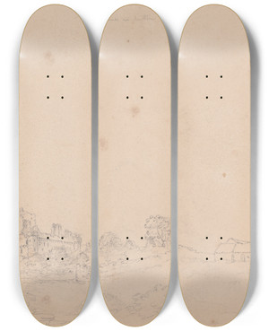 Triptych art skateboard deck of James Moore Craigmillar Castle Edinburgh Scotland by James Moore (1762-1799)