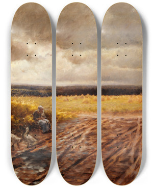 Triptych art skateboard deck of Giuseppede Nittis La Gardeuse Doies by Giuseppe De Nittis (1846-1884)