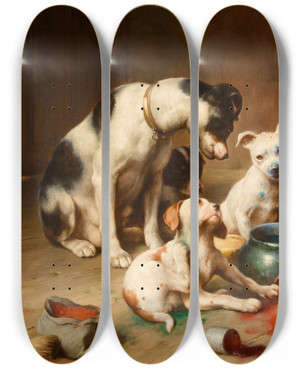 Triptych art skateboard deck of Carl Reichert Budding Artists by Carl Reichert (1836-1918)